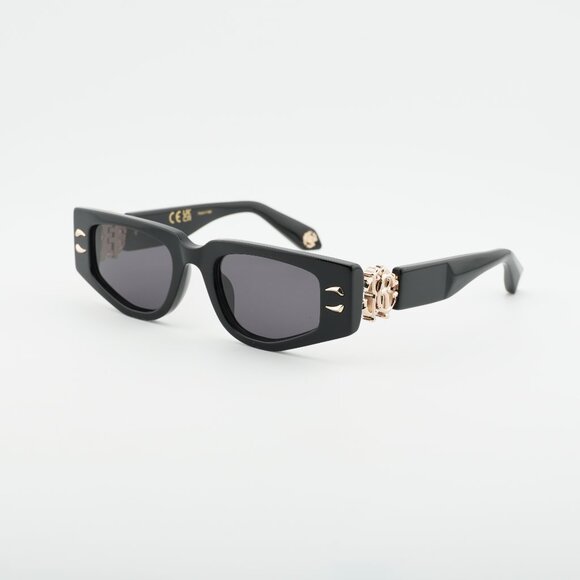 Roberto Cavalli SRC057M 0700 Sunglasses Black Rectangle Frame, Grey Lenses main image 7